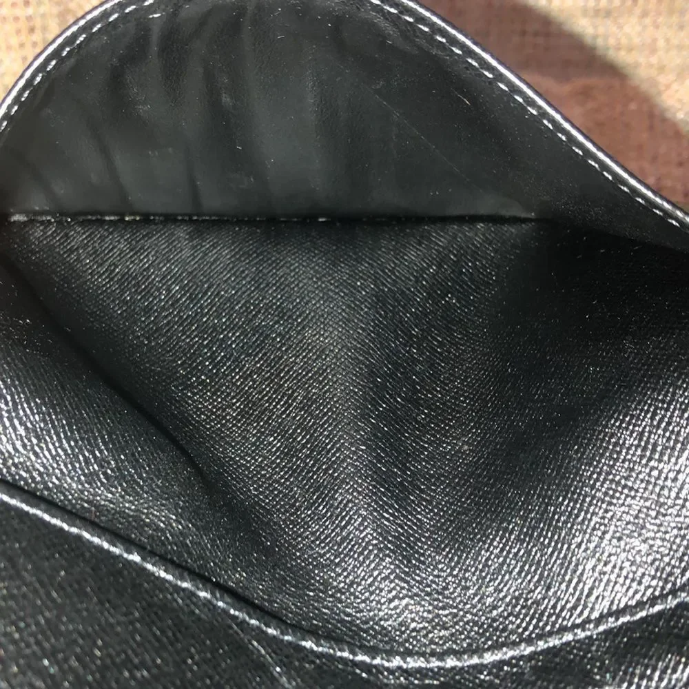 LOUIS VUITTON Black Taiga Leather Long Thin Bifold CC Wallet MI0025